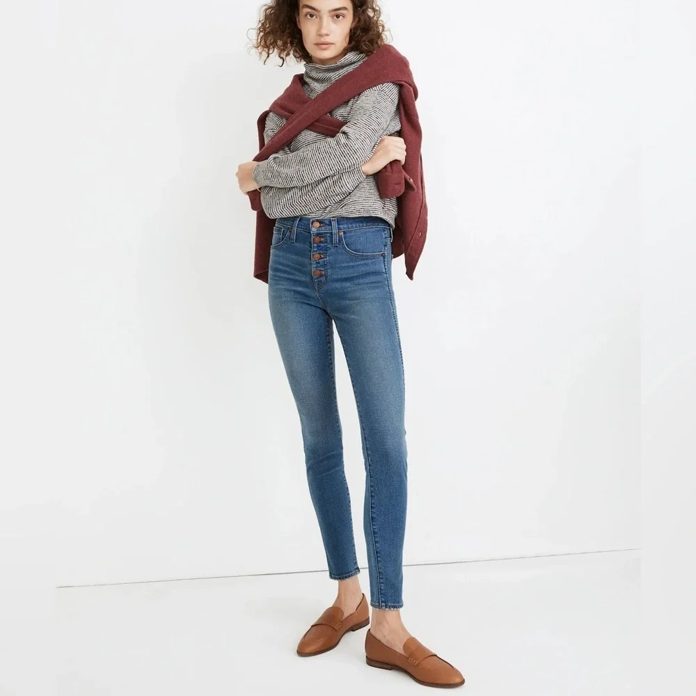 Madewell women’s Jeans stretch 10” high rise skinny staple chic normcore